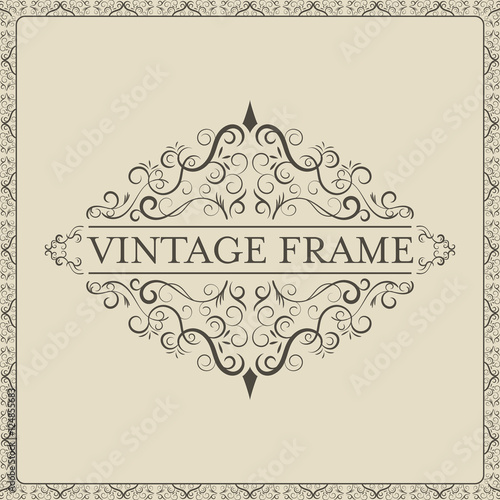 Vintage frame with decorative curves and spirals.