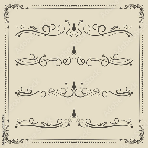 Vector calligraphic curled divider and decorative elements.