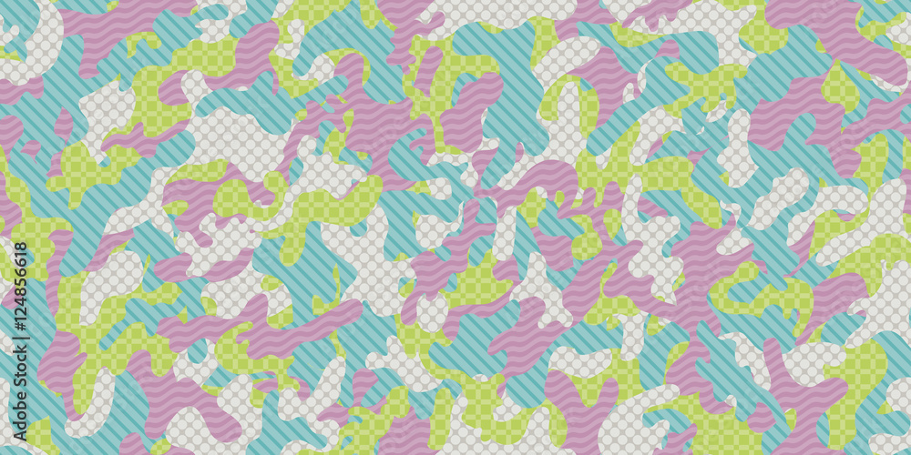Colorful camouflage background. Seamless pattern.Vector. カラフル迷彩パターン