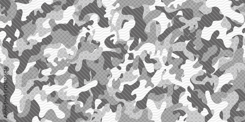 Monochrome camouflage background. Seamless pattern.Vector. モノクロ迷彩パターン © tabosan