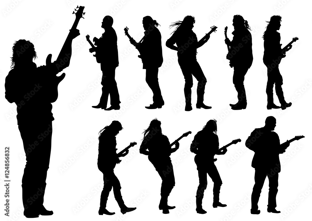 Concert of rock band on a white background Concert of rock band on a white background