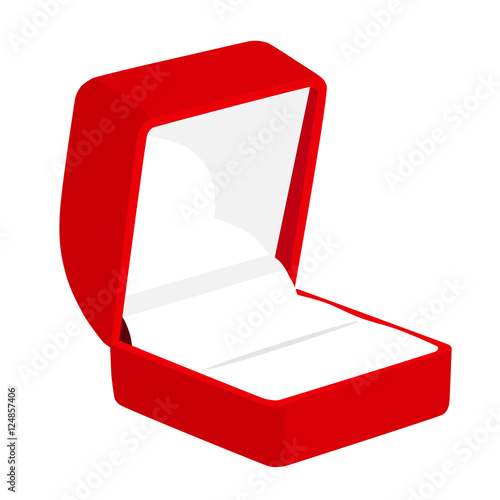 Velvet red ringbox empty. Vector illustration