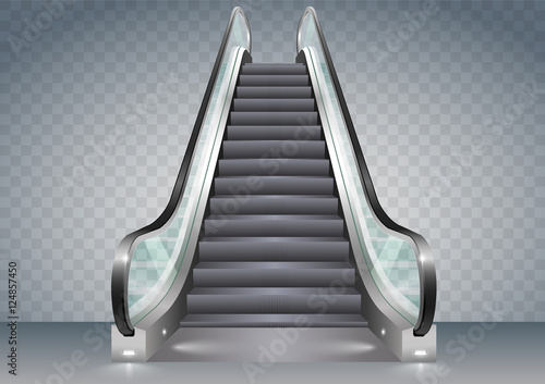 Escalator with clear glass