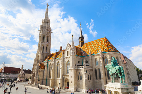 Budapest. Matthias Church and the monument to St. Istvan