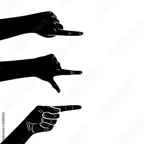 Set: Fingerzeig / schwarz-weiß / Vektor / freigestellt
