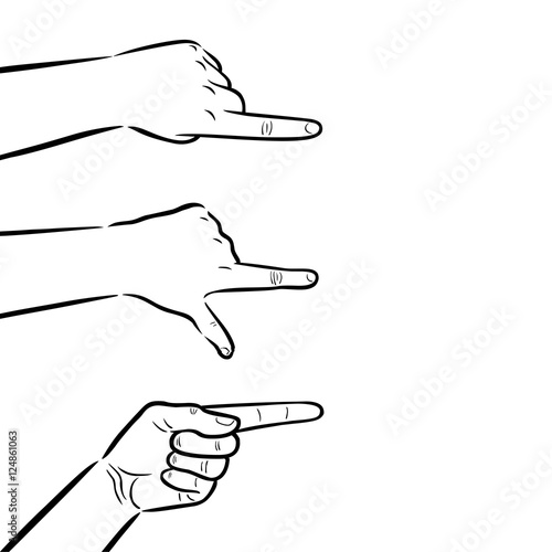 Set: Fingerzeig / schwarz-weiß / Vektor / freigestellt