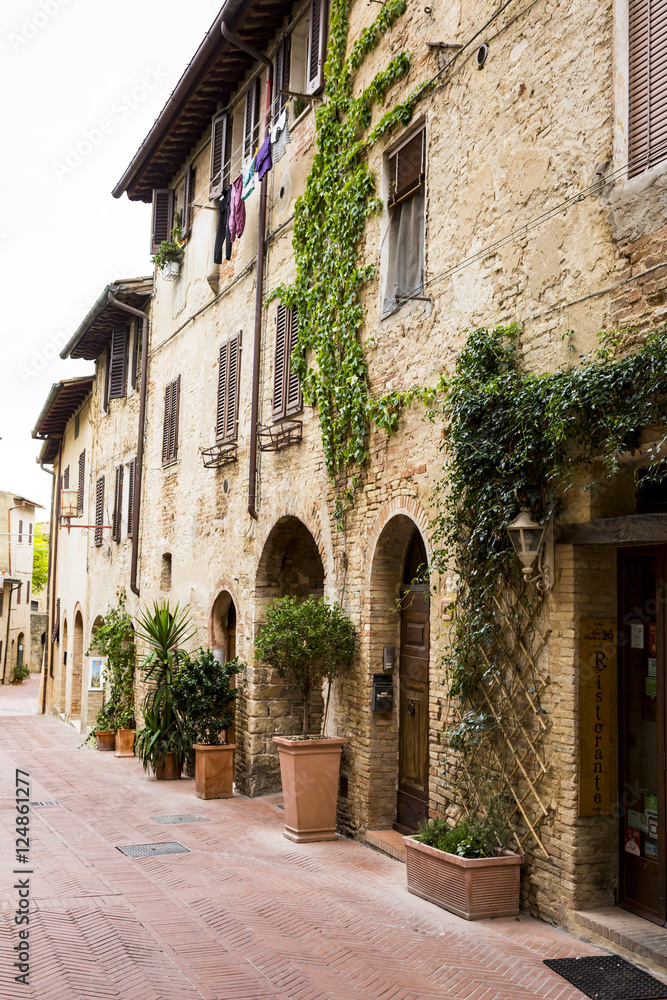 Details of the tourist town of San Gimignano in Tuscany