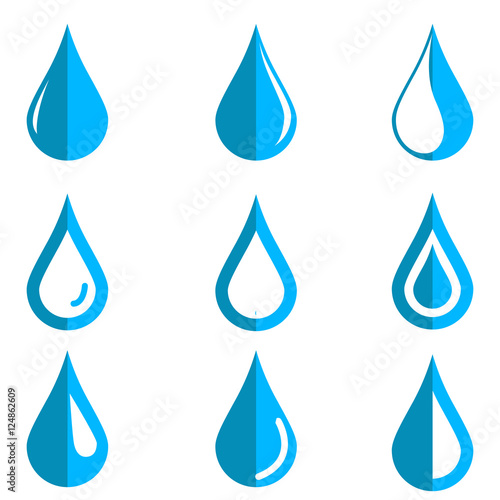 Vector Water Drops Icon Set