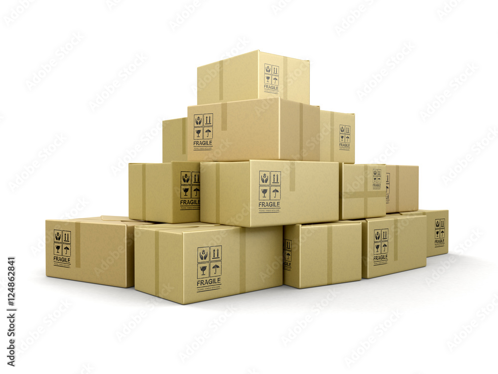 Many packages. Image with clipping path Many packages. Image with clipping path