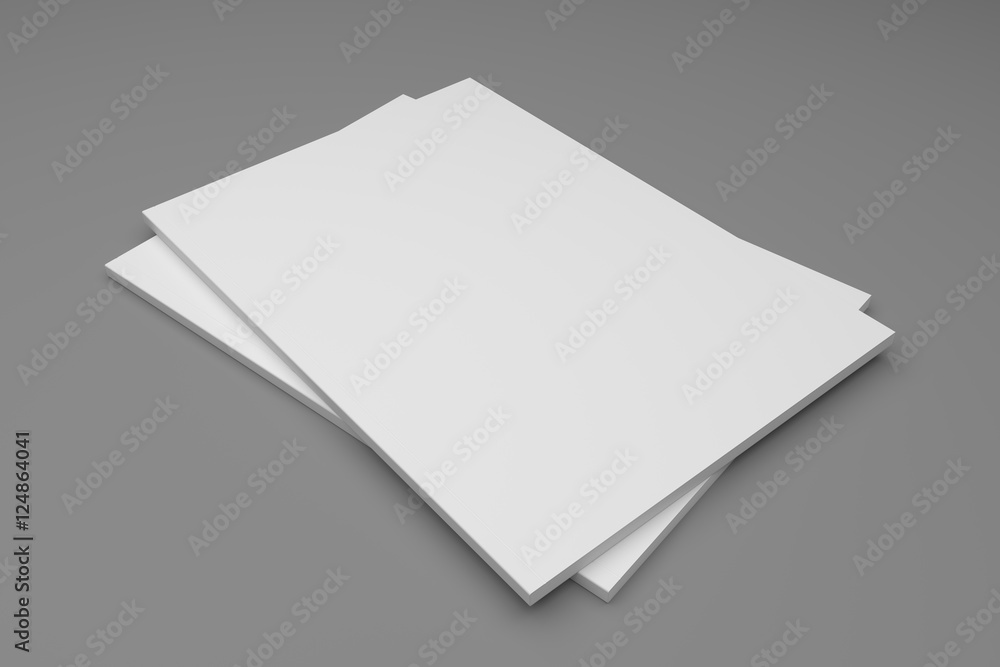 Blank 3D illustration empty two magazines, books on gray. Blank 3D illustration empty two magazines, books on gray.
