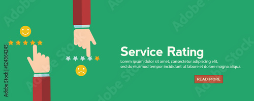 Feedback recognition concept . Hand rating star with smilie faces