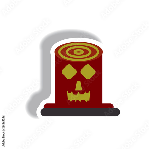 Vector illustration paper sticker Halloween icon Spooky tree trunk stump