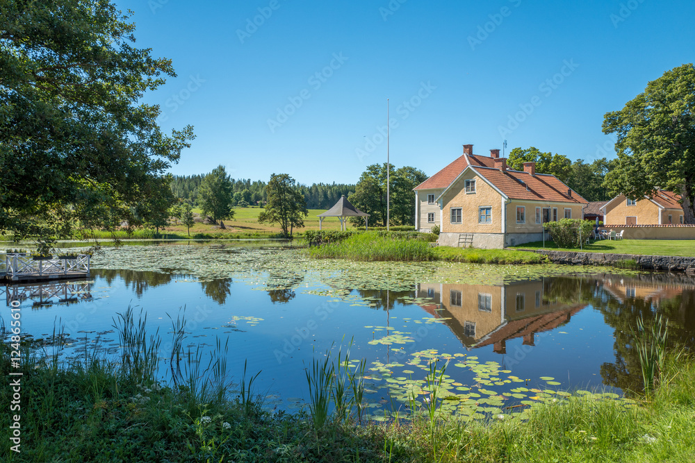 Brevens bruk a small idyllic historic ironworks company town in Sweden