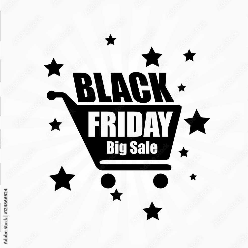 Black friday sale background with shopping cart. Vector illustration.
