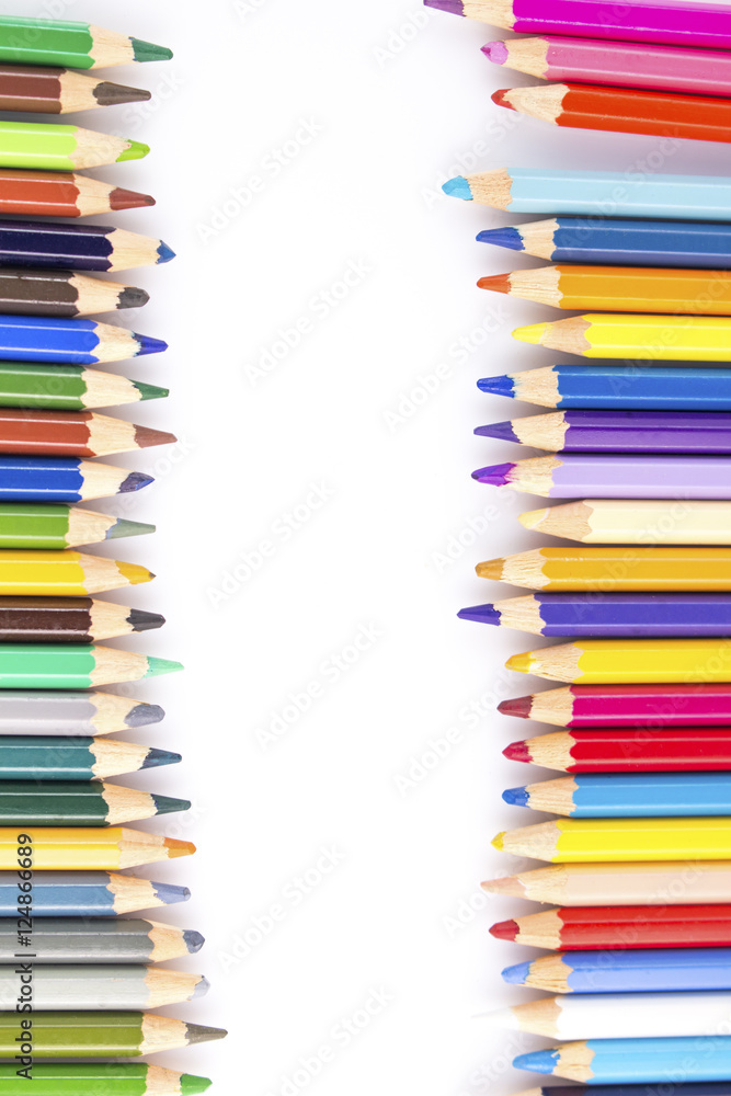 Fototapeta premium colour pencils on white background