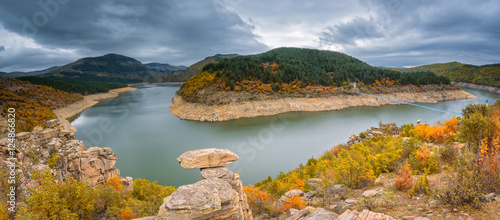 Autumn mountain / Amazing panoramic view of an autumn forest at Kardzhali dam, Bulgaria