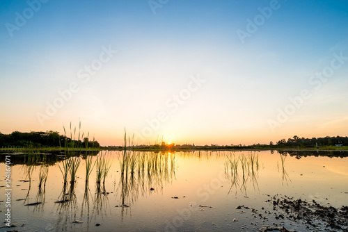 sunset on the lake landscape © songdech17