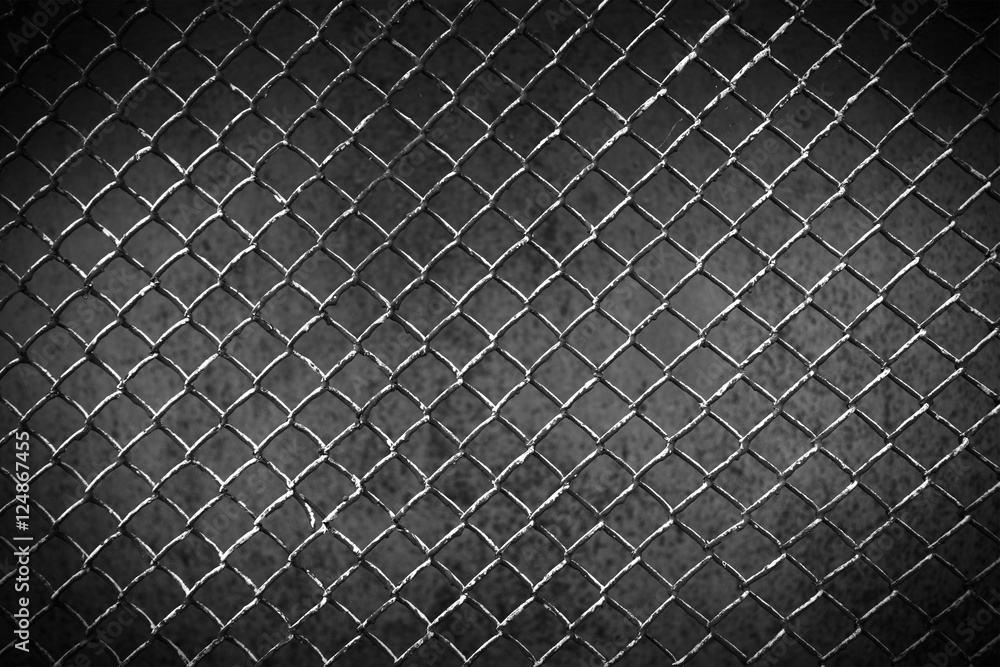 Fototapeta premium old metal fence on a dark background.