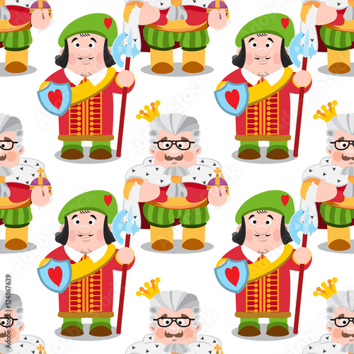 Seamless pattern with cartoon king and prince.
