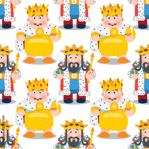 Seamless pattern with cartoon kings.