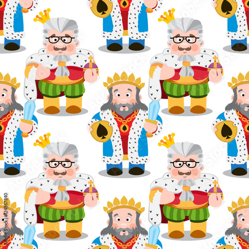 Seamless pattern with cartoon kings.