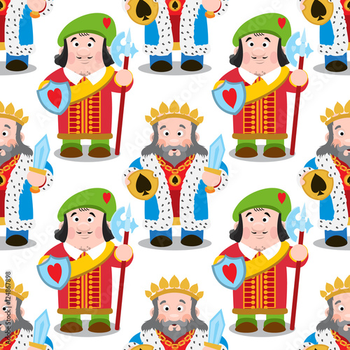 Seamless pattern with cartoon king and prince.