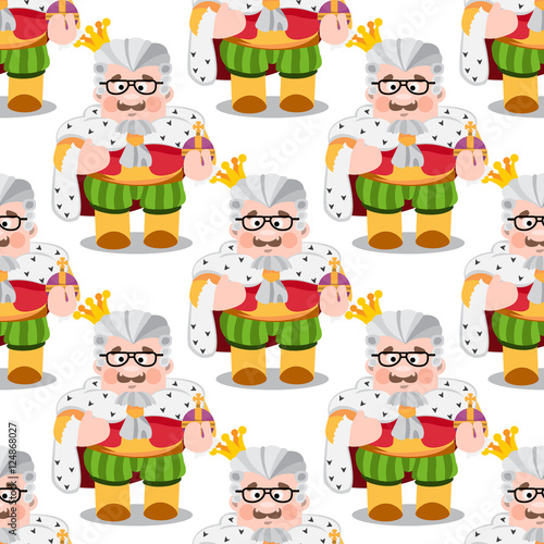 Seamless pattern with cartoon kings.