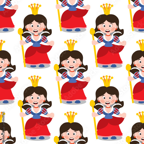 Seamless pattern with cartoon queens.