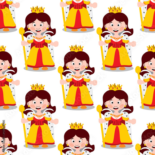 Seamless pattern with cartoon queens.