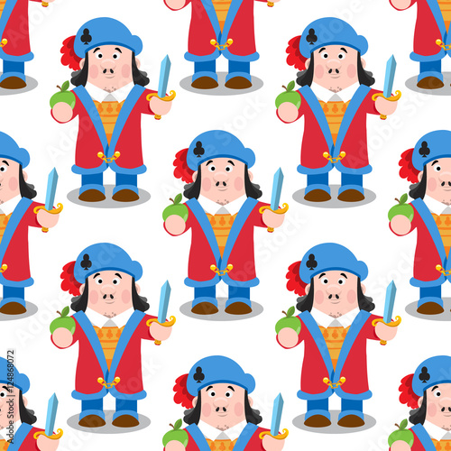 Seamless pattern with cartoon prince.