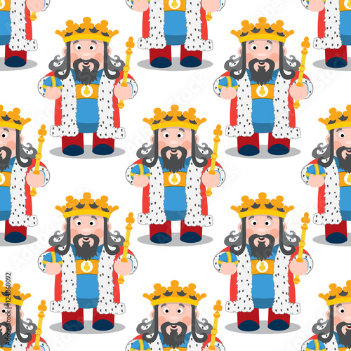 Seamless pattern with cartoon kings.