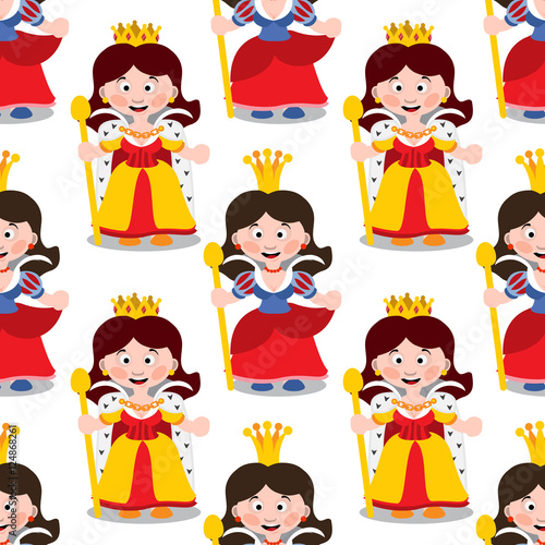 Seamless pattern with cartoon queens.
