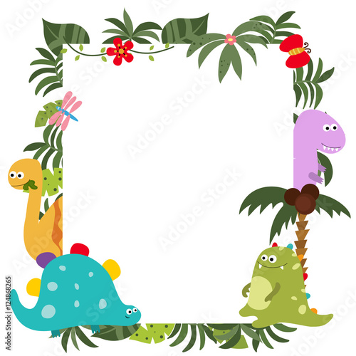 Frame with cartoon dinosaurs