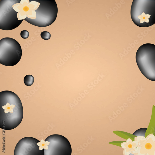 Spa salon banner with stones. Thai Massage. Wood texture. Vector illustration