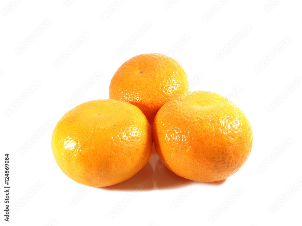 Closed up three ripe oranges isolated on white background Closed up three ripe oranges isolated on white background