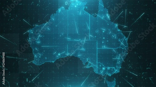 Australia Map Background Cities Connections 4K