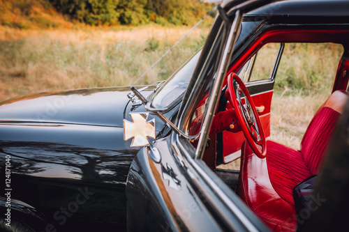 closeup of a classic vintage car