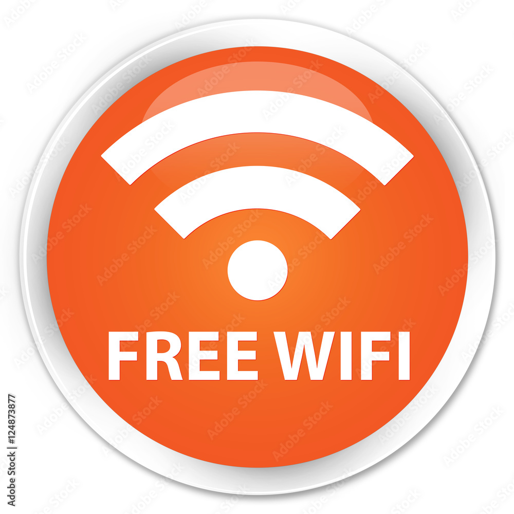 Free wifi orange glossy round button Free wifi orange glossy round button