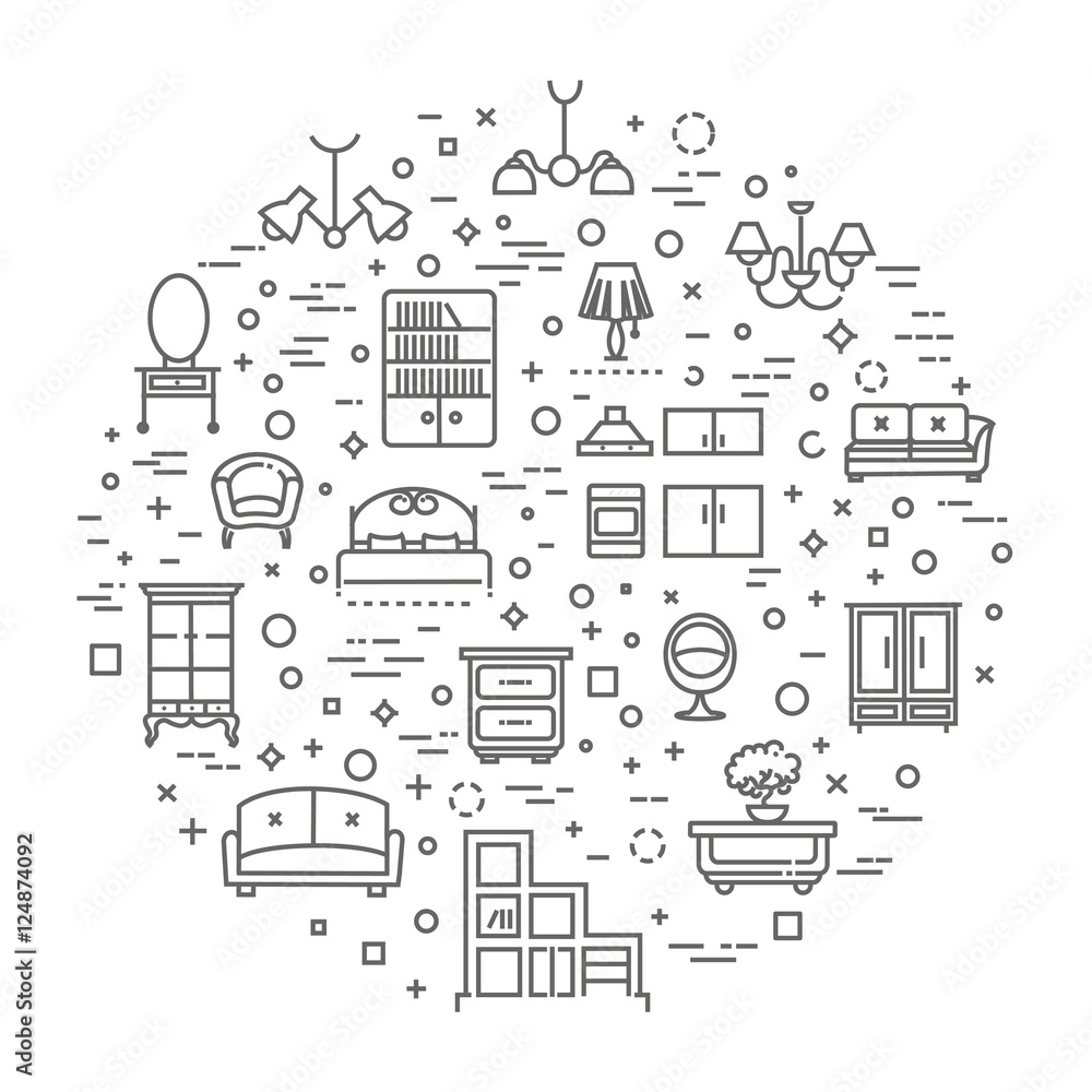 Furniture and home decor icon set Furniture and home decor icon set