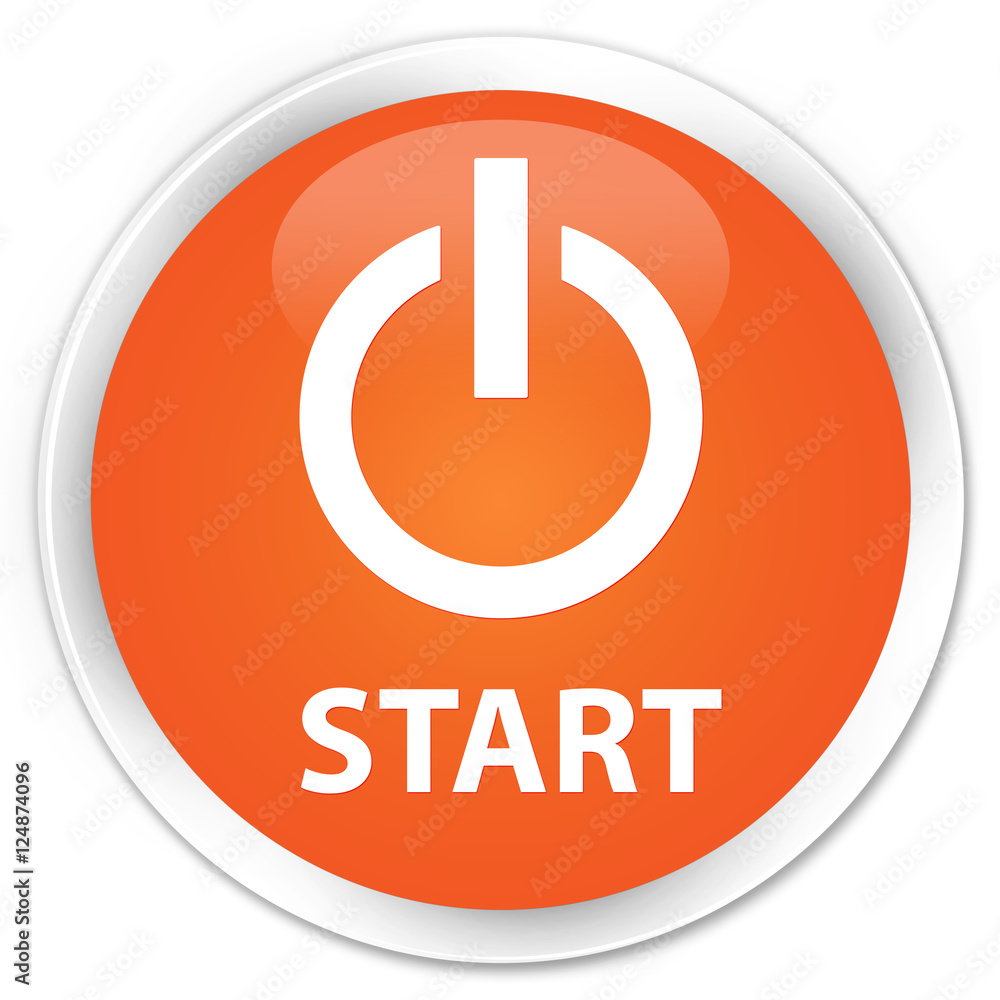 Start (power icon) orange glossy round button Start (power icon) orange glossy round button