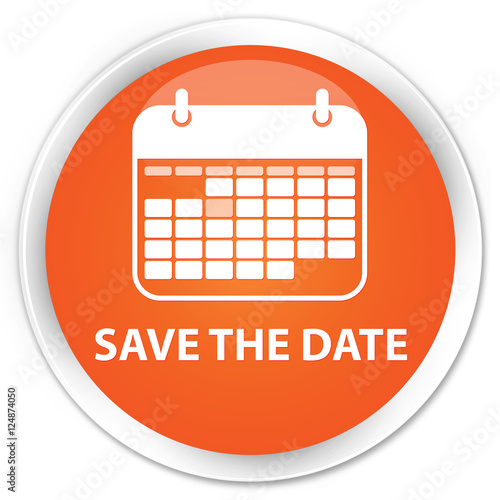 Save the date orange glossy round button
