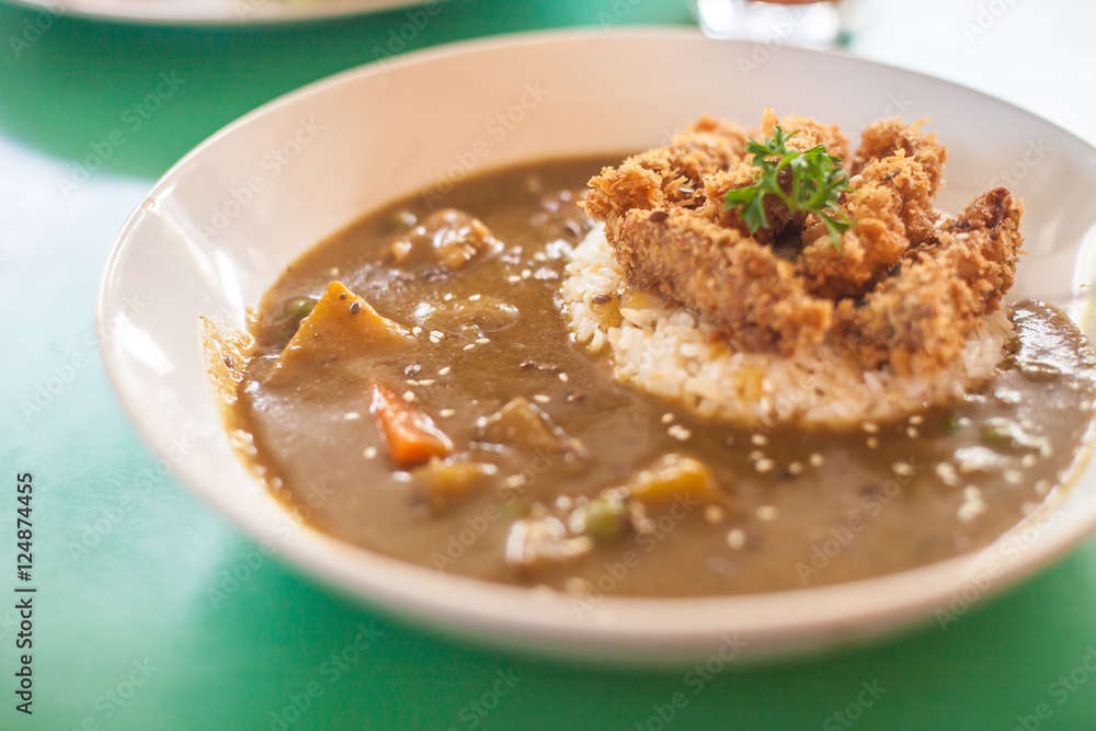 Curry rice with fried crispy chicken Curry rice with fried crispy chicken
