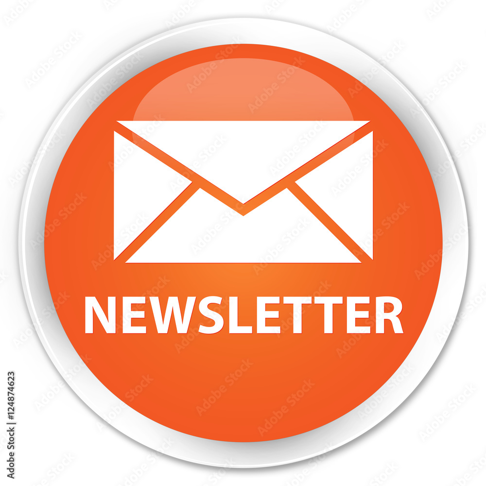 Newsletter orange glossy round button Newsletter orange glossy round button