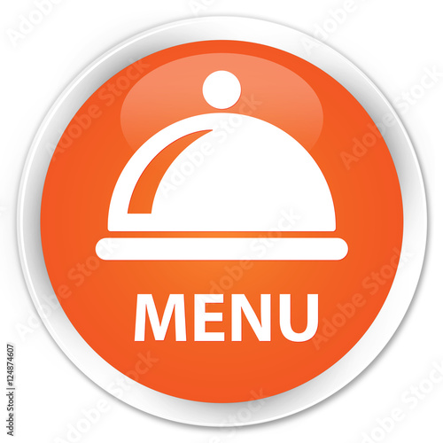 Menu (food dish icon) orange glossy round button