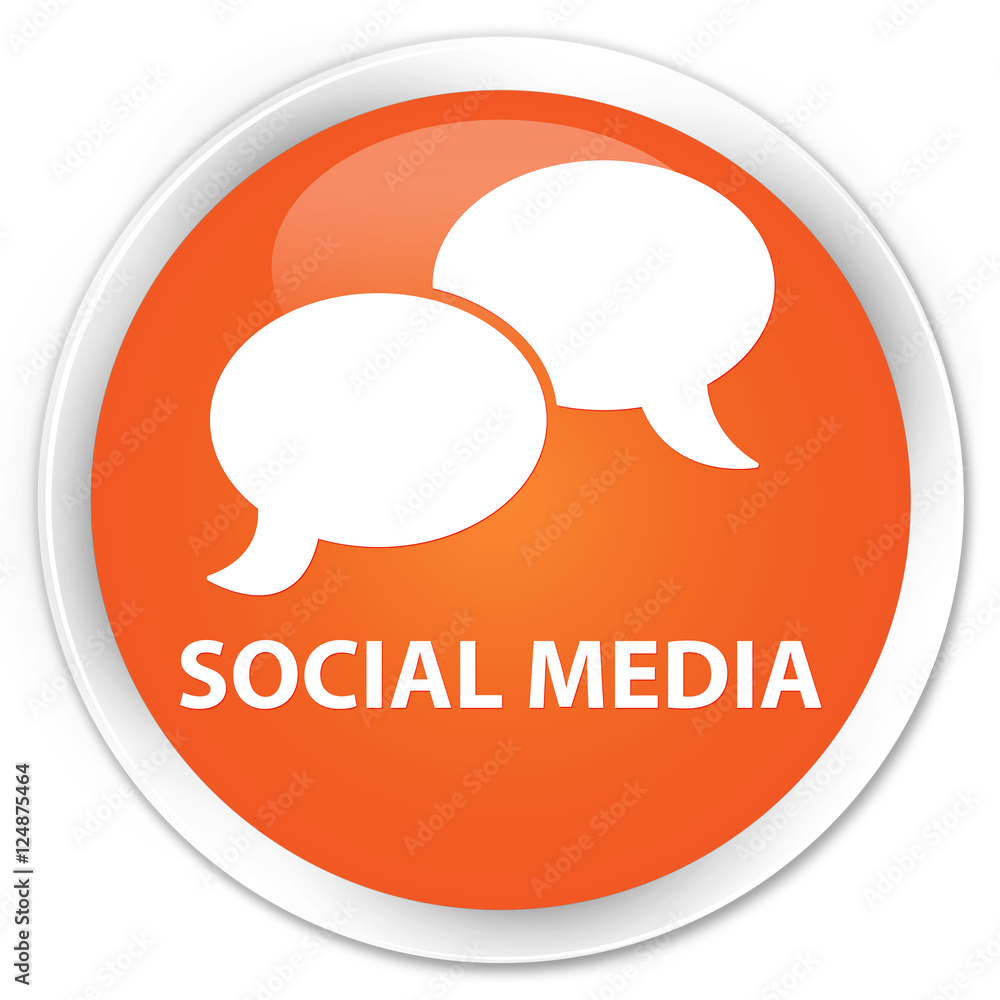Social media (chat bubble icon) orange glossy round button Social media (chat bubble icon) orange glossy round button