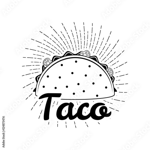 Taco illustration on white background, isolated.