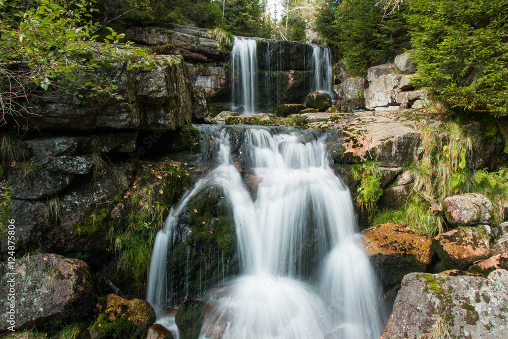 Waterfall on Jedlova creek in Jizera mountains Waterfall on Jedlova creek in Jizera mountains