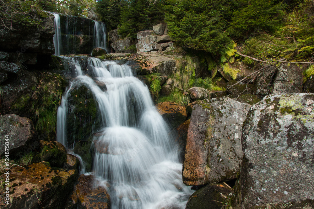 Fototapeta premium Waterfall on Jedlova creek in Jizera mountains