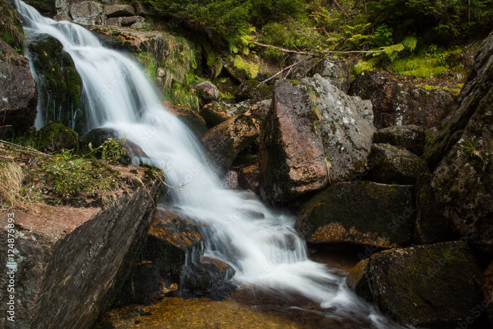 Waterfall on Jedlova creek in Jizera mountains Waterfall on Jedlova creek in Jizera mountains