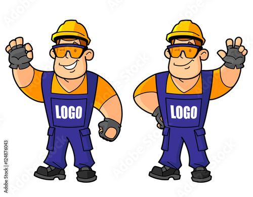 Builder, working, or foreman. From a large set of mascots. Replace your logo on.